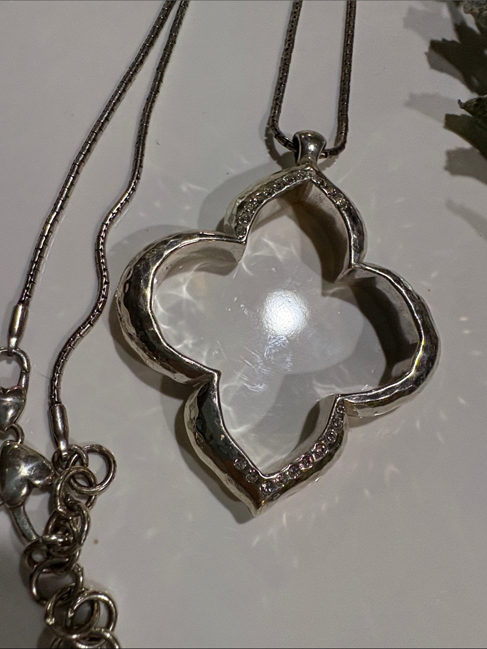 Brighton Silver Quatrefoil Crystal Pendant Necklace